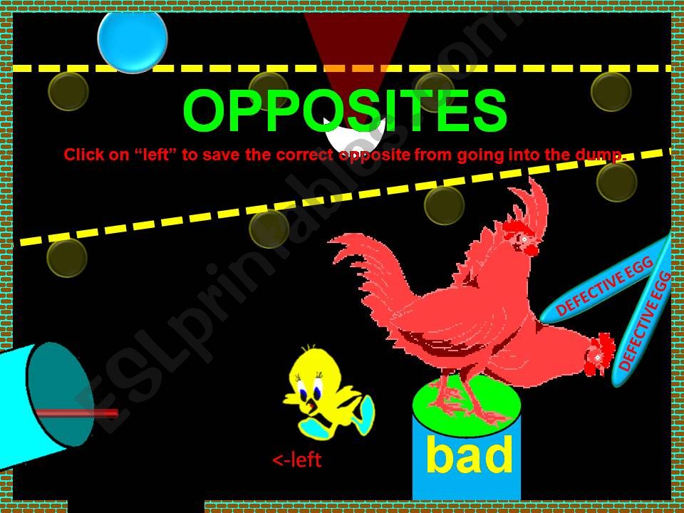 Opposites help Tweety save the good egg