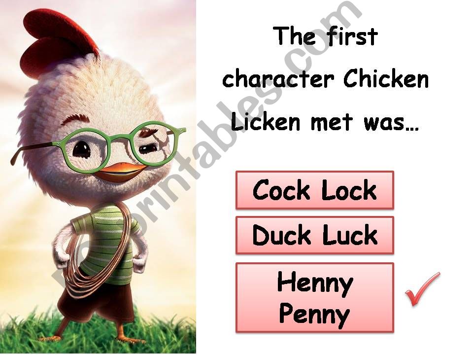 Chicken Licken Quiz (PART 2) powerpoint