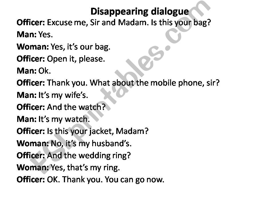 Disappearing dialogue powerpoint