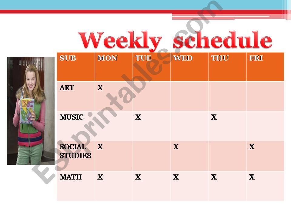 weekly schedules powerpoint