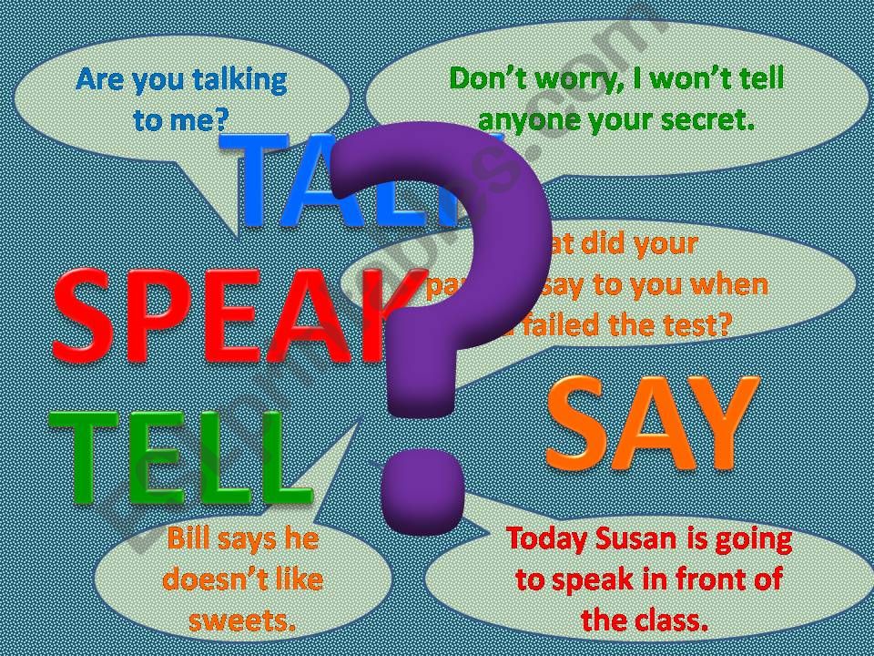 Say, Tell, Speak, Talk powerpoint