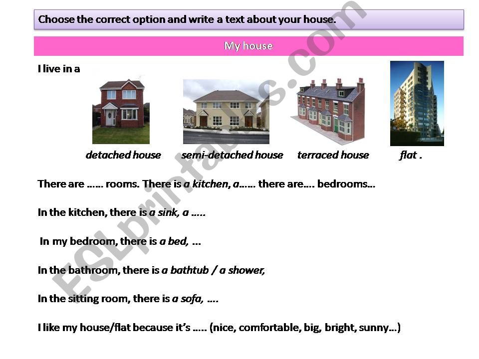 My house- writing activity powerpoint