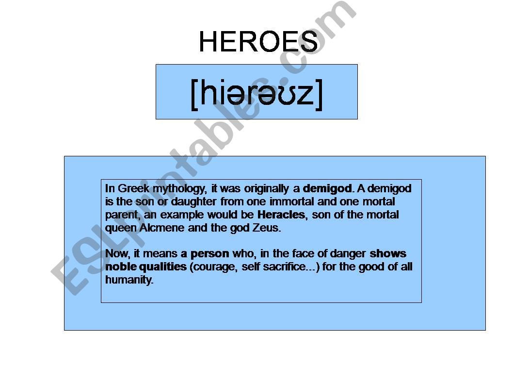 comparing heroes and superheroes (actions, adjectives)