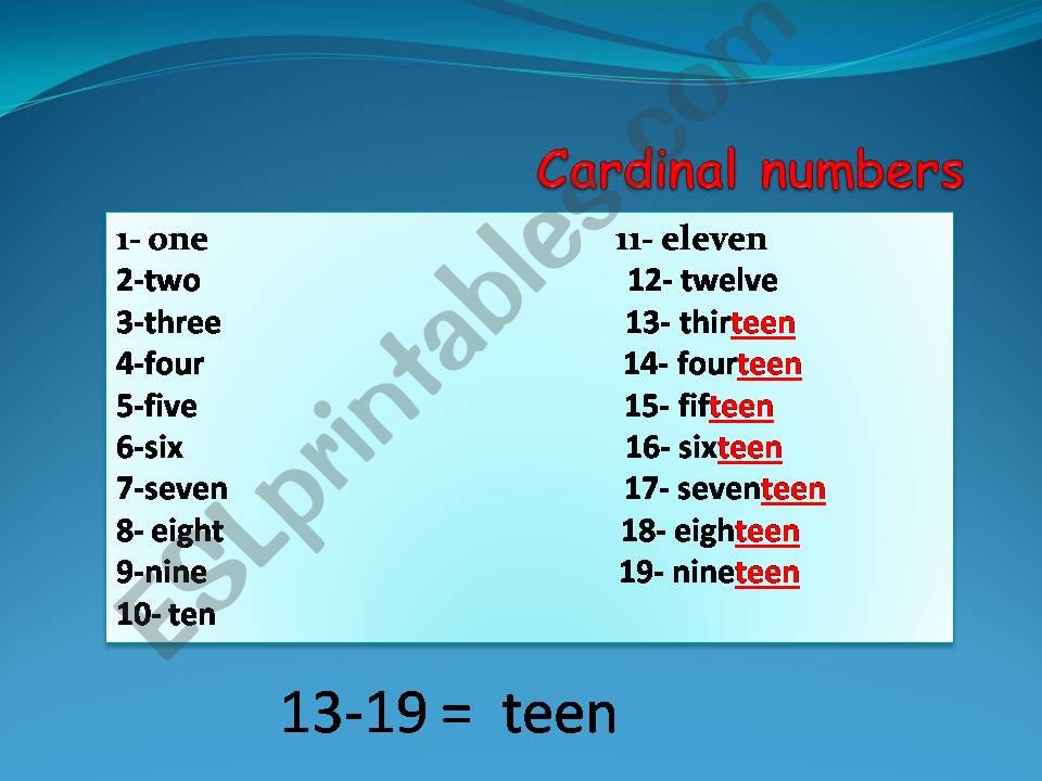 cardinal and ordinal numbers powerpoint