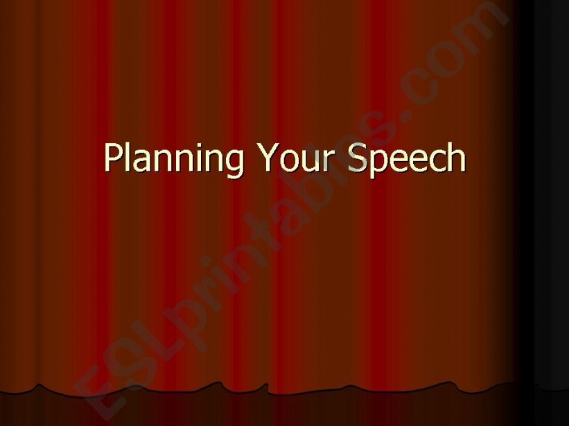 Planning Your Speech powerpoint