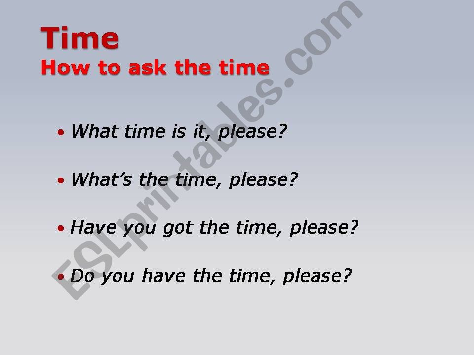 Telling the time and time prepostions