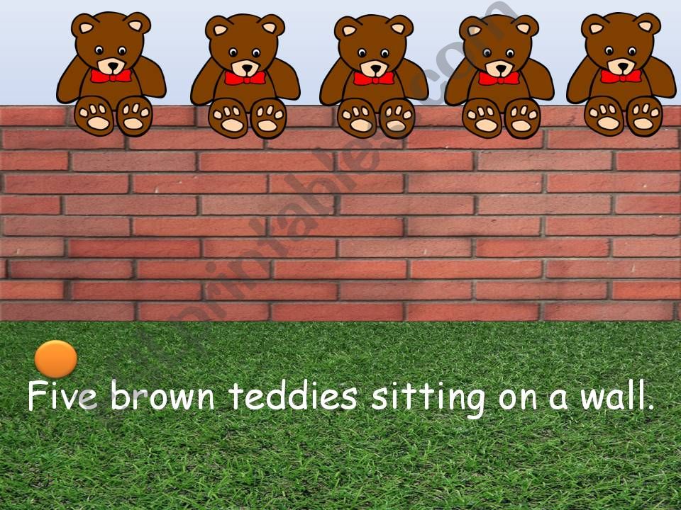 Song animation - Five brown teddies 