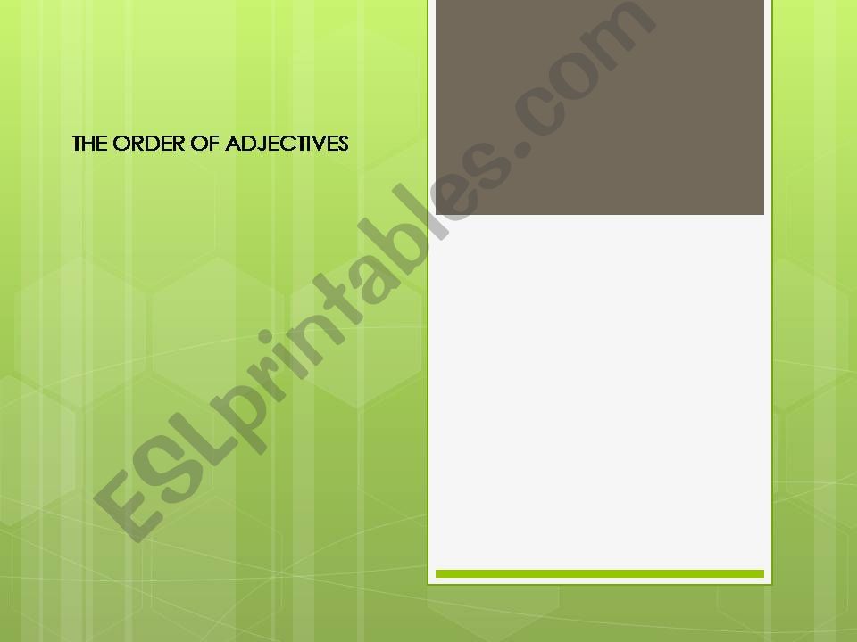 Order of adjectives powerpoint