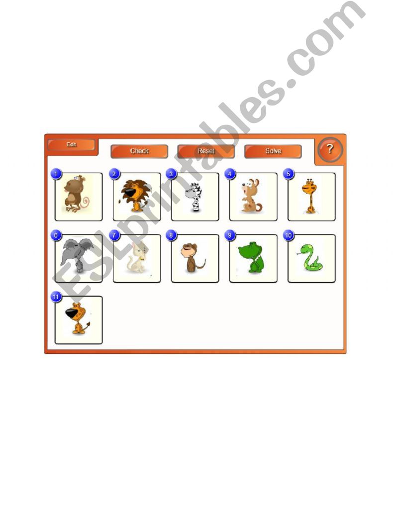 Order the animals memory digital board