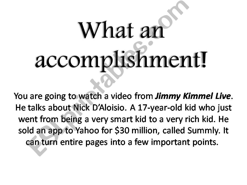 What an accomplishment! powerpoint