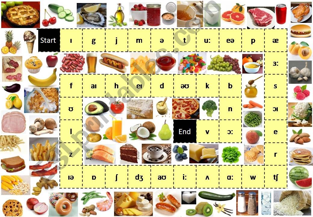 Food & phonetic alphabet board game