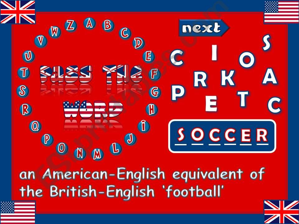 Pass the word - American vs British English *GAME* (3/6)