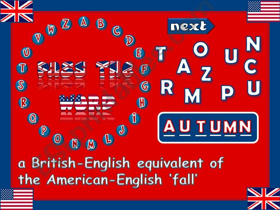 Pass the word - American vs British English *GAME* (4/6)