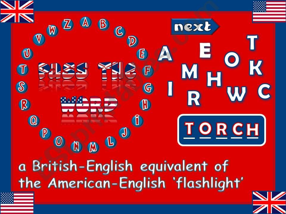 Pass the word - American vs British English *GAME* (6/6)