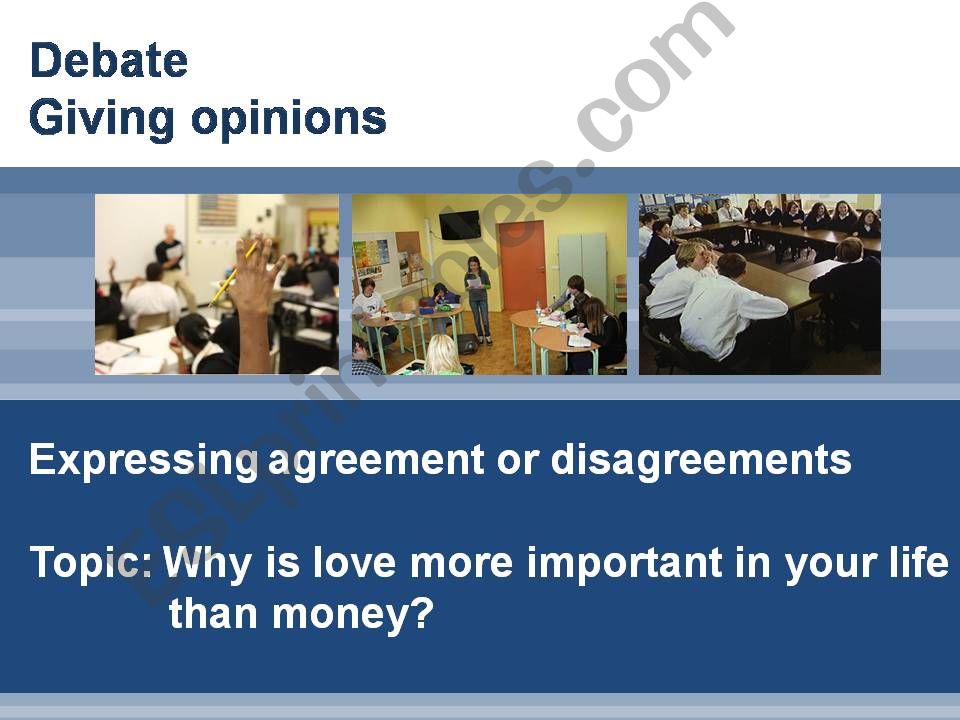 Debate - Money vs Love powerpoint