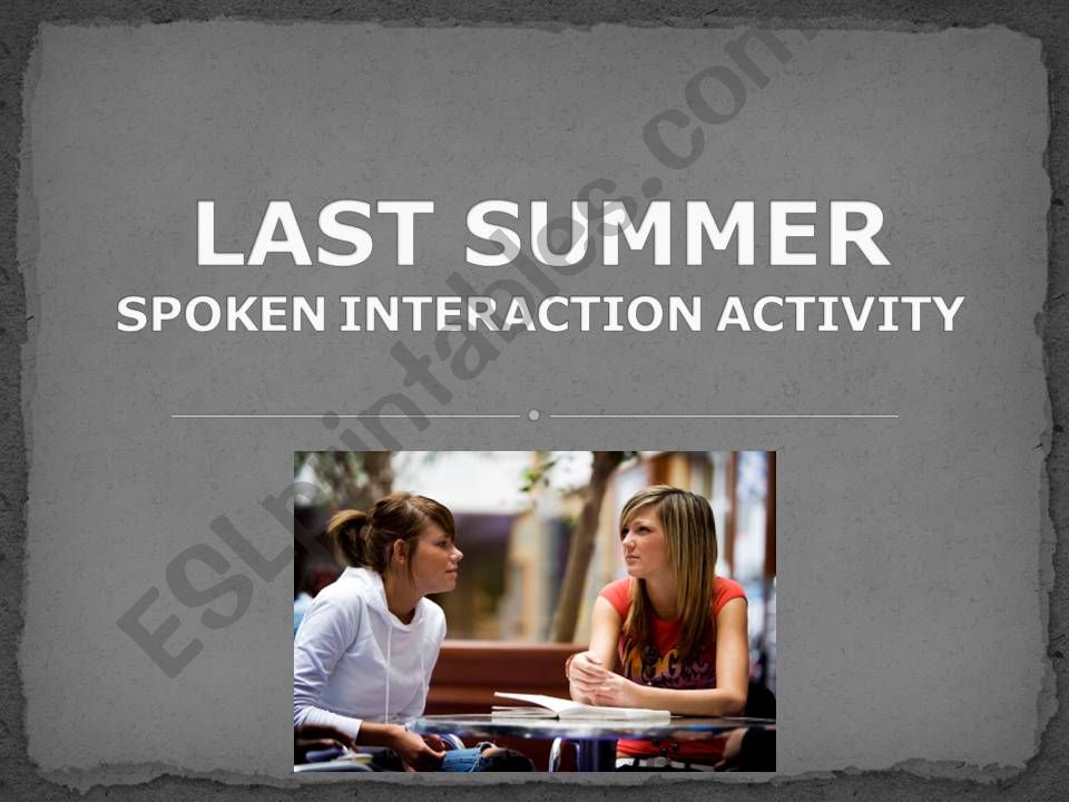 Summer Holidays - Spoken interaction activity