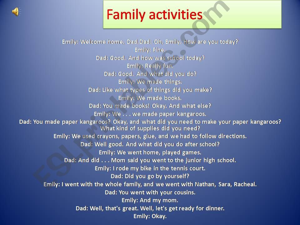 Family activities powerpoint