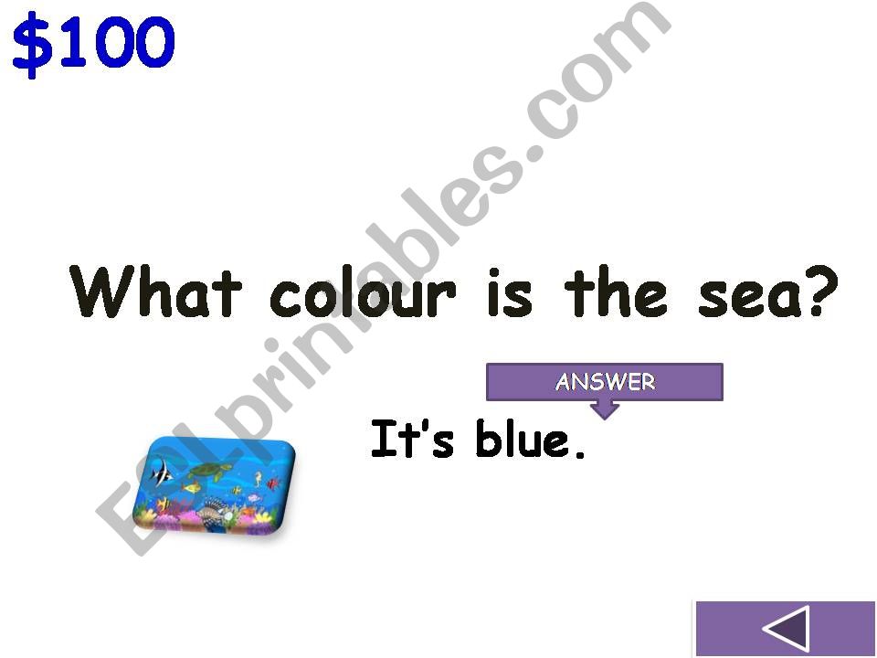 Colours jeopary game part 2 powerpoint
