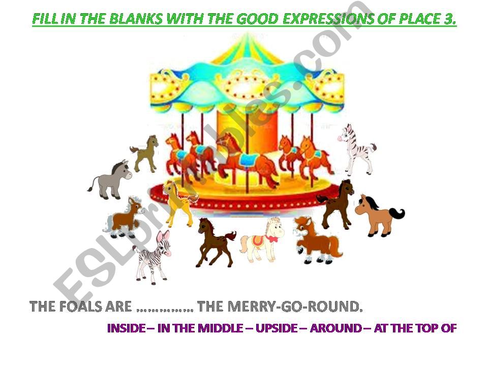 exercise about expressions of place - vocabulary 3 on 3