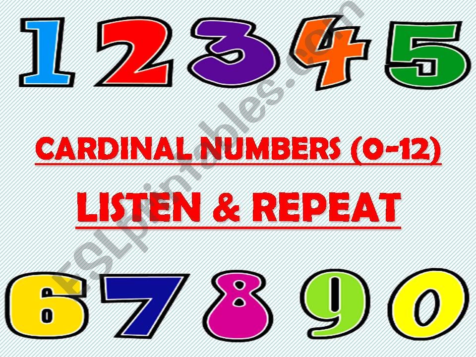 Cardinal Numbers (0-12) - with SOUND - Part 1 - Listen & Repeat