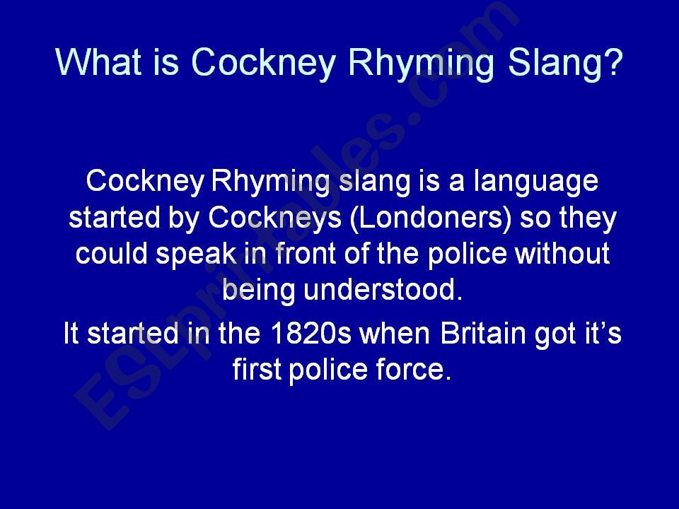What is cockney Rhyming slang?