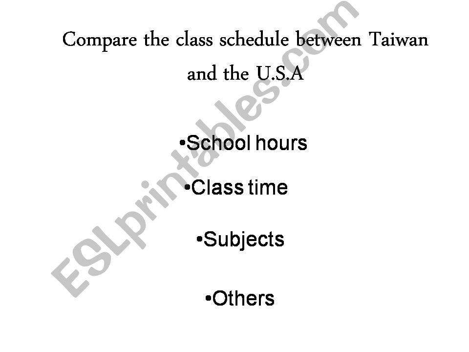 compare two schedules between two countries