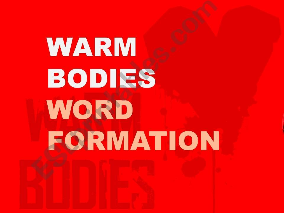 Warm Bodies Word Formation  powerpoint
