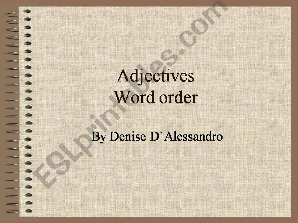 Adjective word order powerpoint