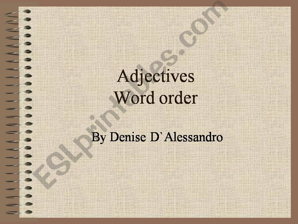 Adjective word order powerpoint