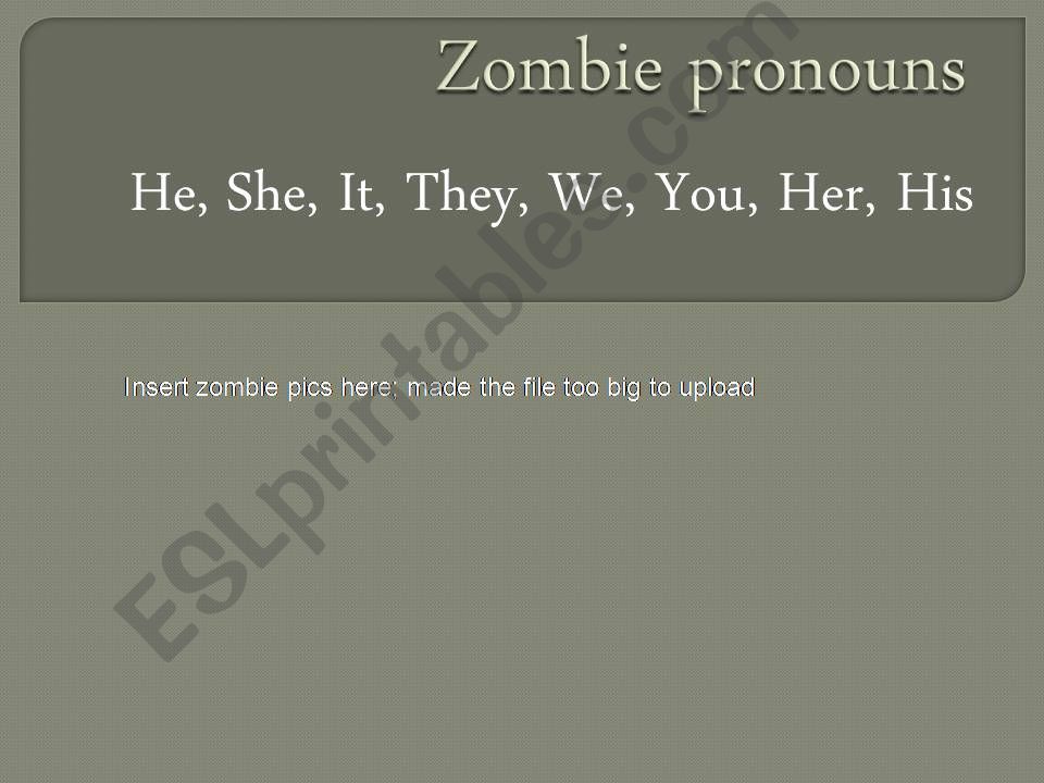 Zombie Pronouns- Story and game FULLY EDITABLE