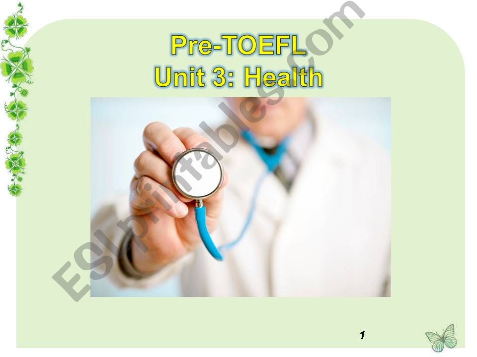 TOEFL speaking - topic health powerpoint