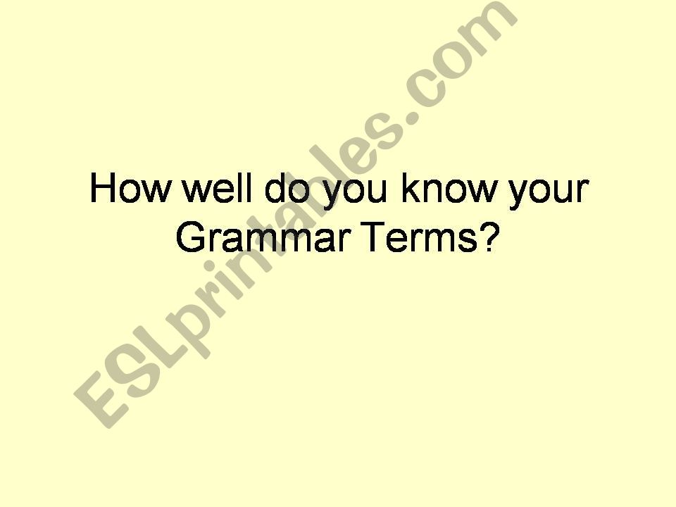 Grammar terms - a review quiz powerpoint