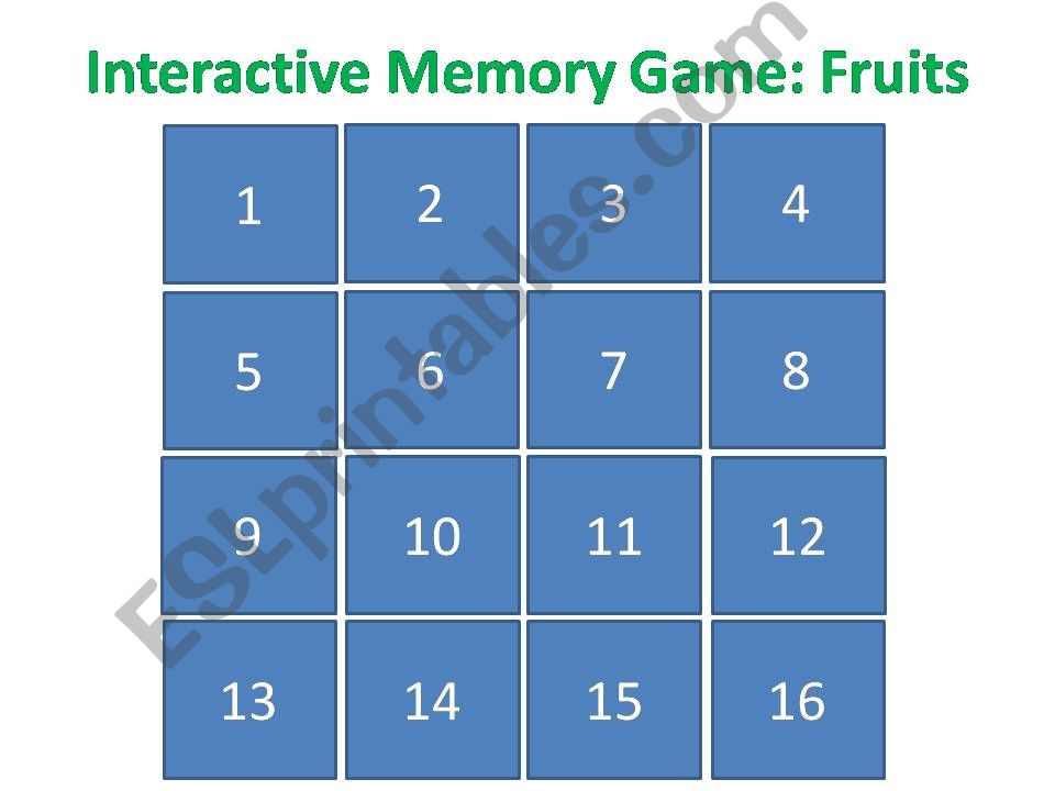 INTERACTIVE MEMORY GAME - Fruits