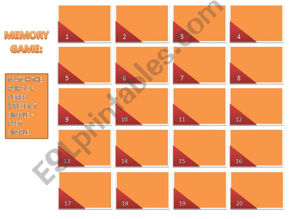 INTERACTIVE MEMORY GAME - past simple