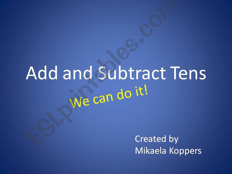 Adding and Subtracting Tens powerpoint