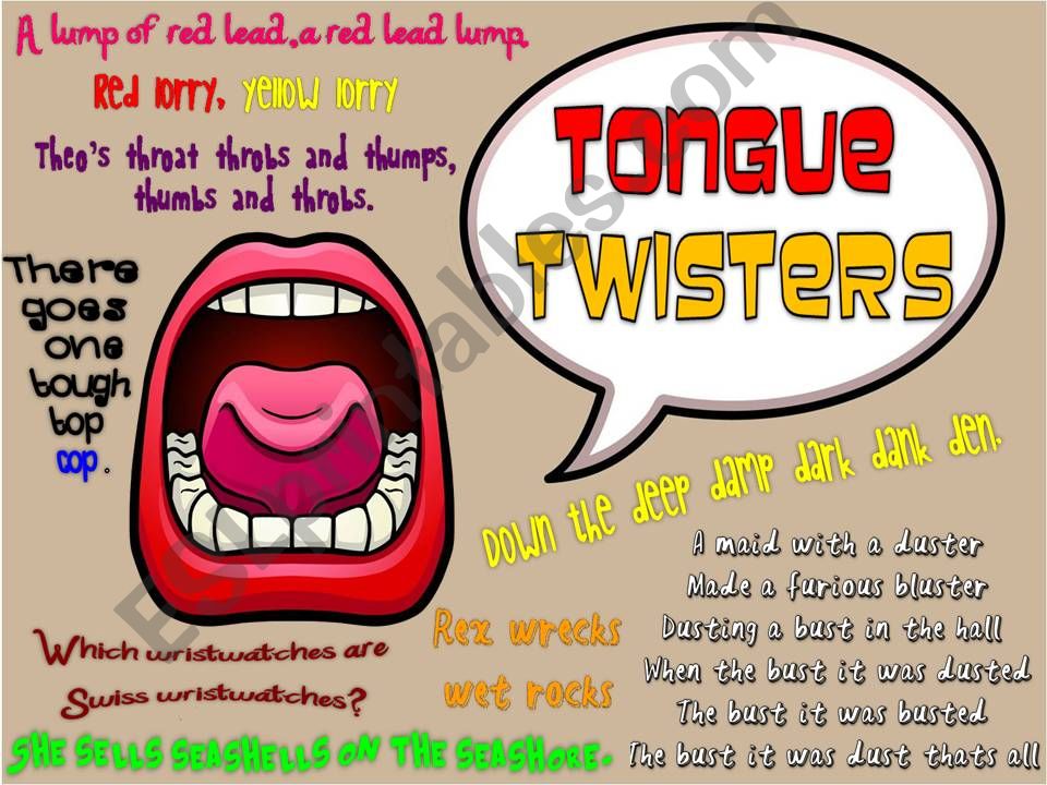 tongue twisters poster (black and white version is included)