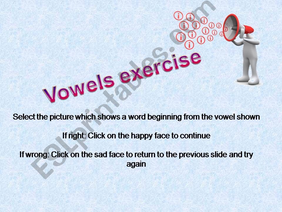 Words begining with vowels powerpoint