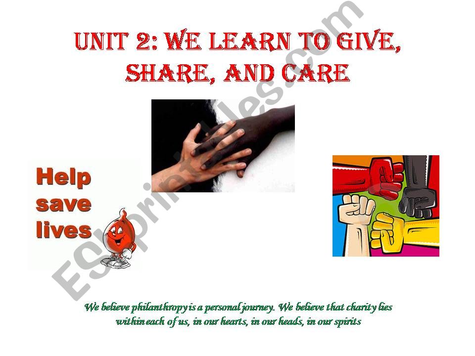 unit2, 3rd form: we learn 2 give share and care