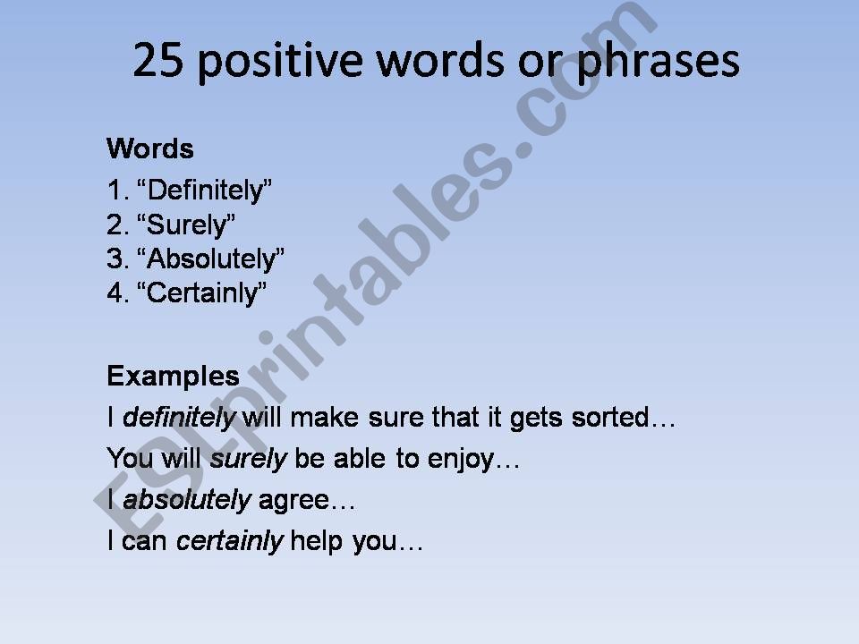 25 positive phrases  powerpoint