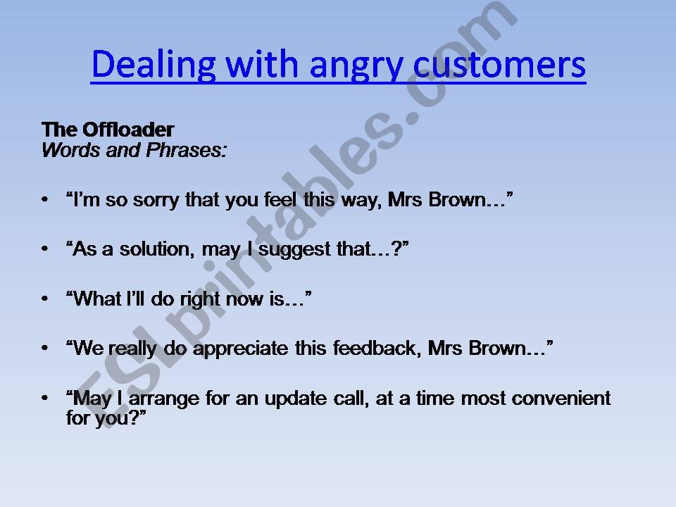 Dealing with angry customers powerpoint