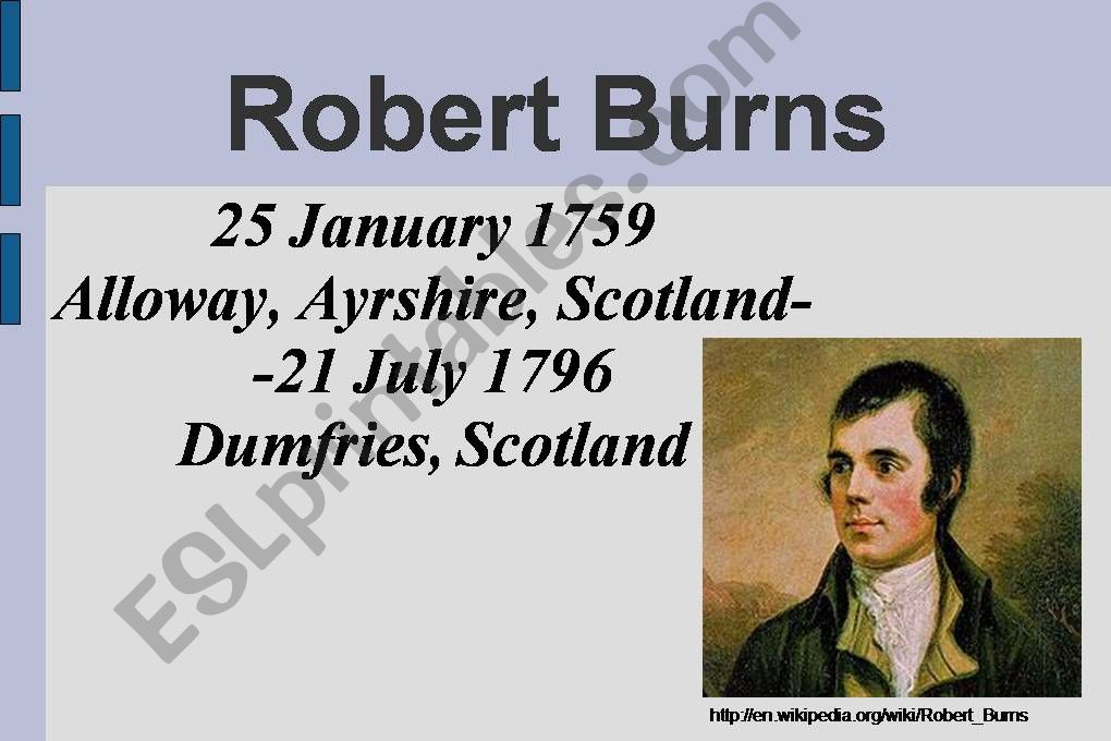 Robert Burns  Scottish Poet powerpoint