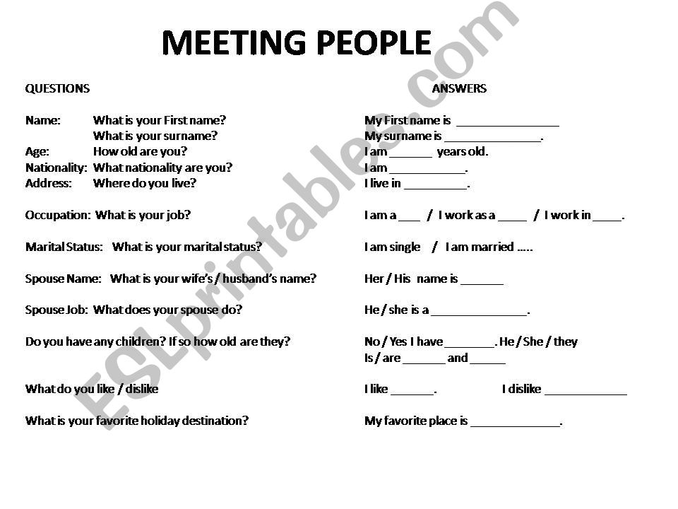 Meeting People Role play powerpoint