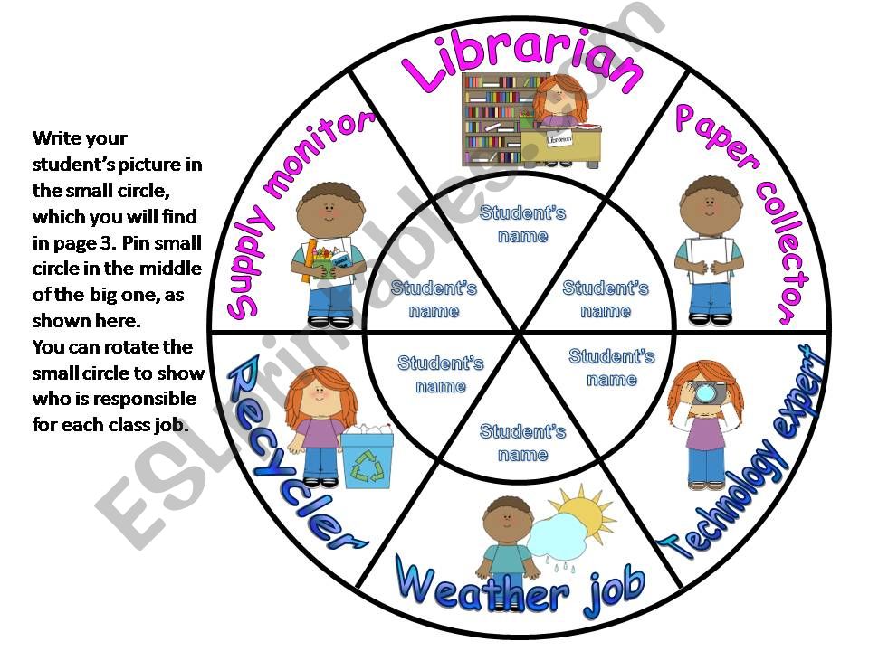 Classroom jobs wheel  powerpoint