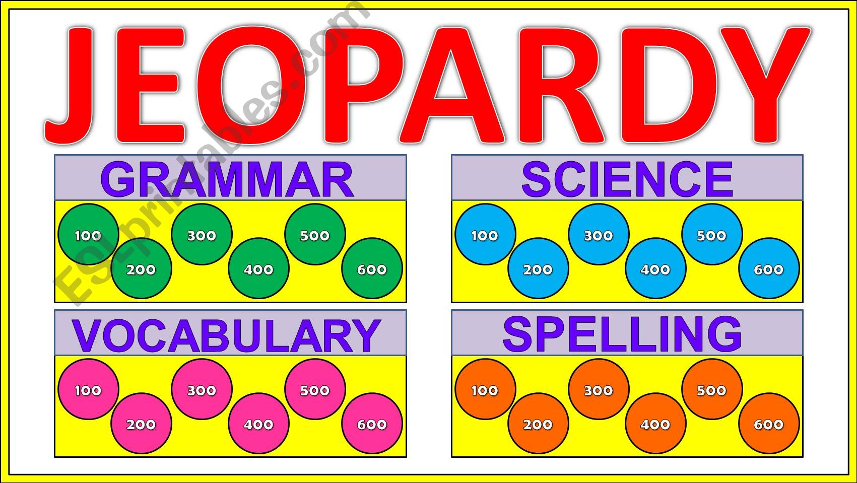 JEOPARY GAME PART 1/4 - GRAMMAR