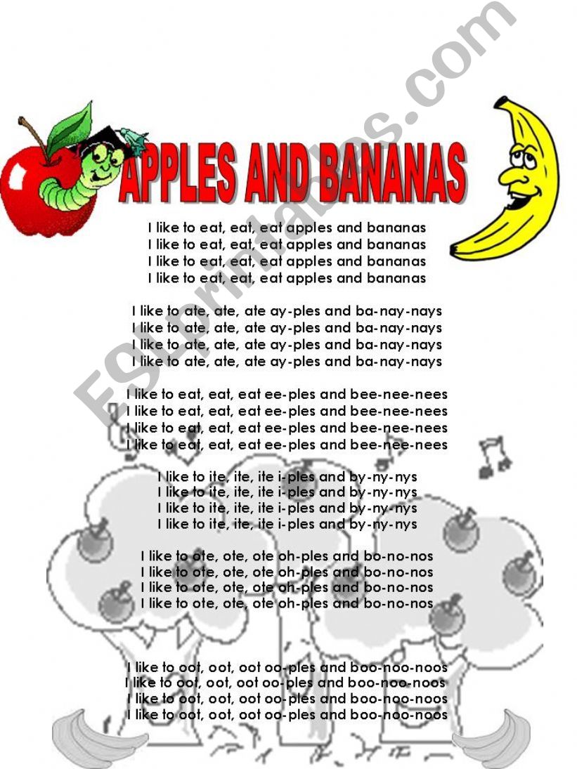 Song: Apples and bananas powerpoint