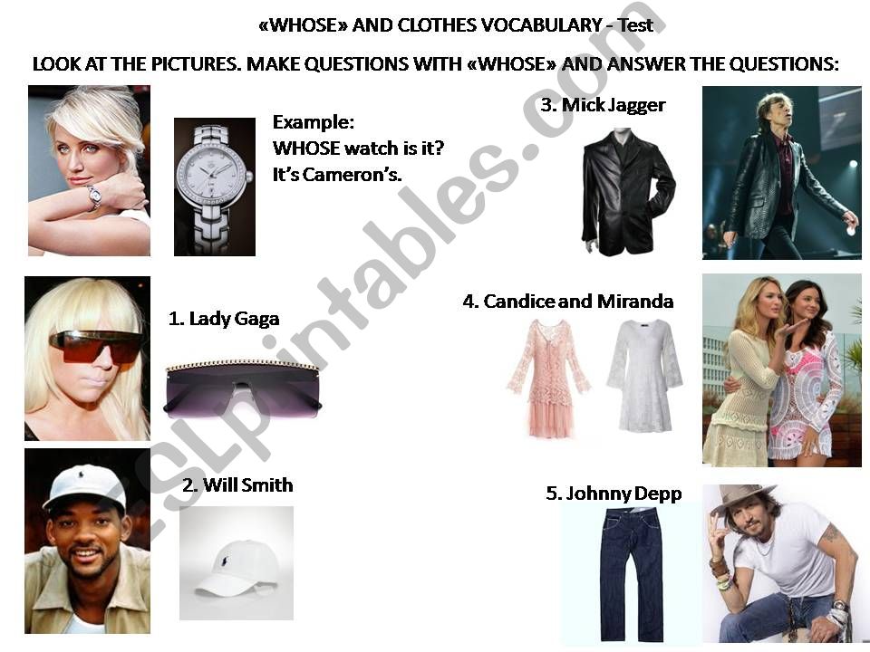 WHOSE - Clothes Vocabulary - Test