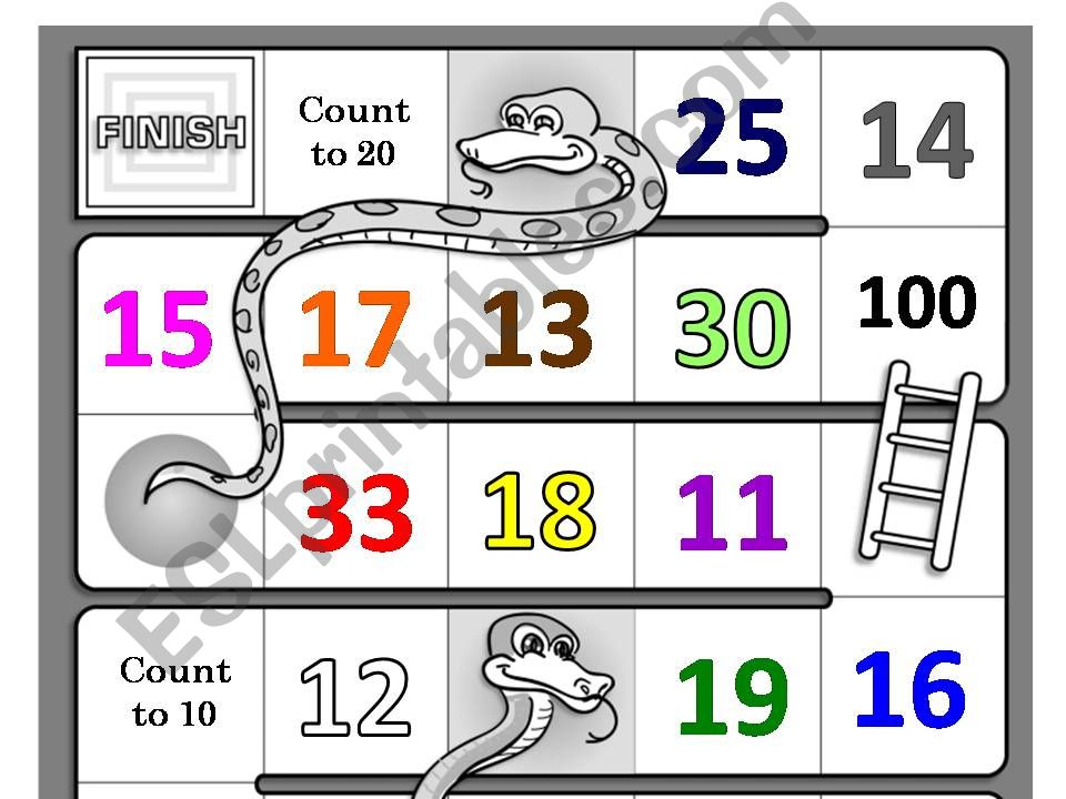 snake and ladders - numbers and colours