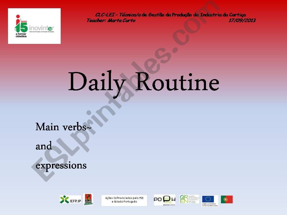 DAILY ROUTINE GAME powerpoint