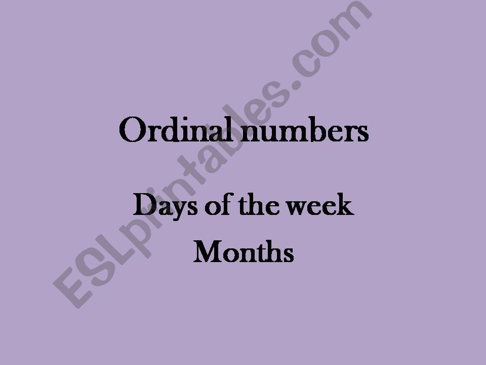Ordinal numbers powerpoint