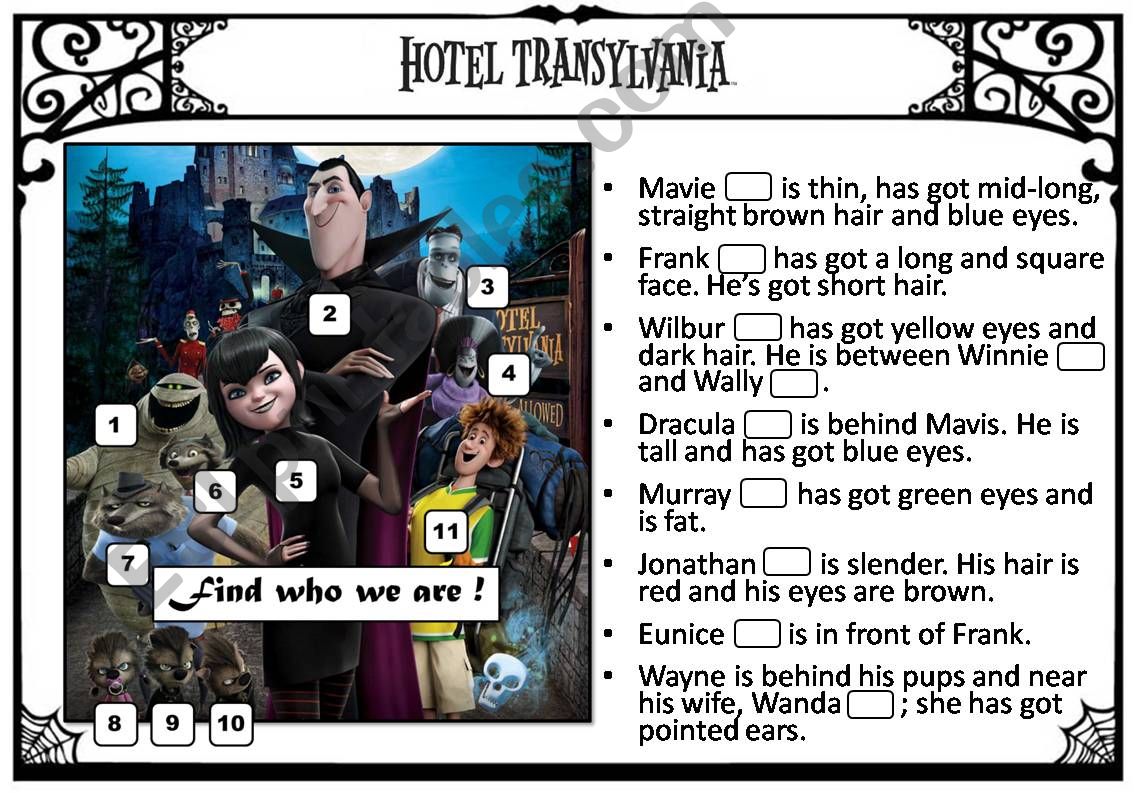 hotel transylvania - physical description (activity sheet)